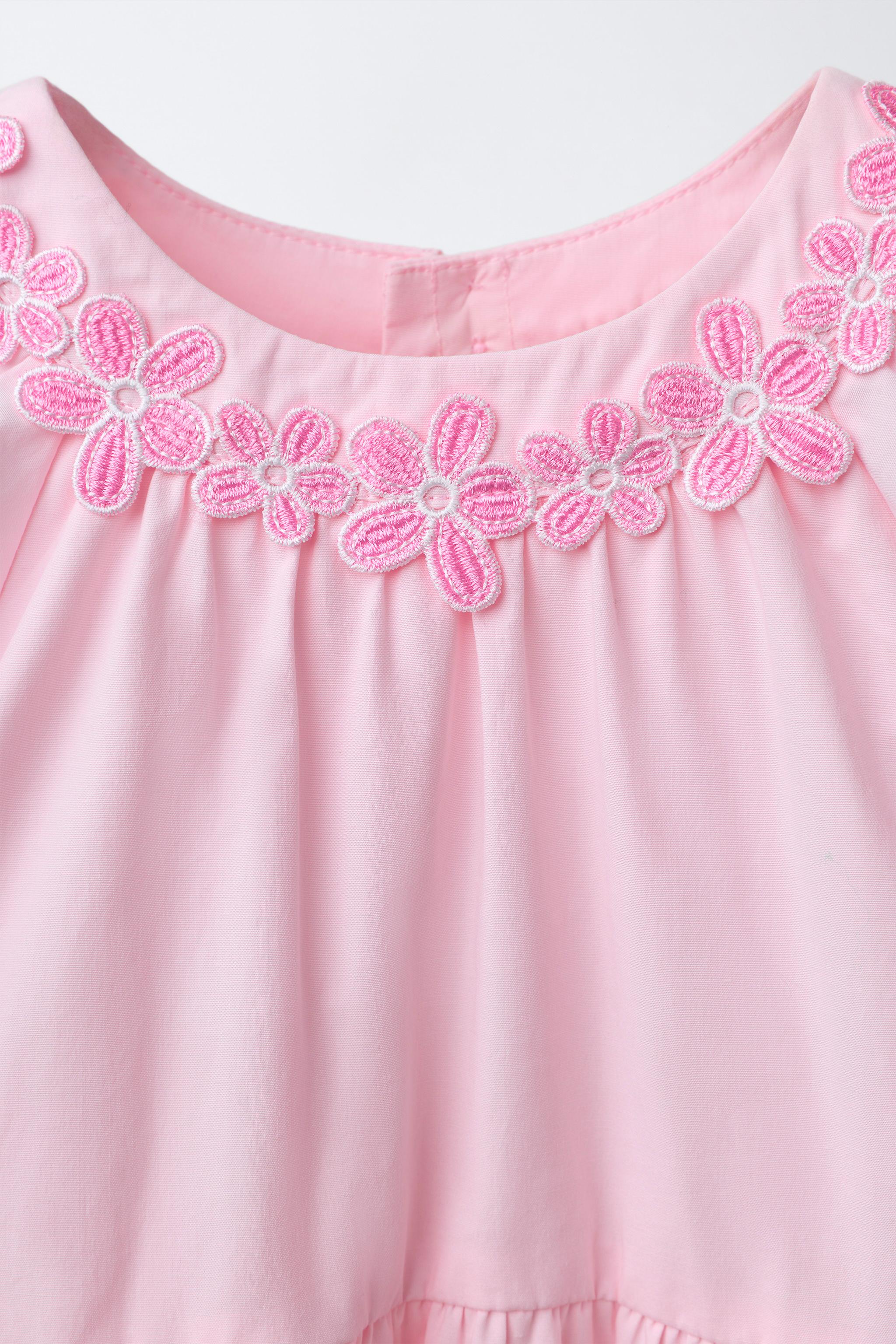 EMBROIDERED FLORAL POPLIN DRESS